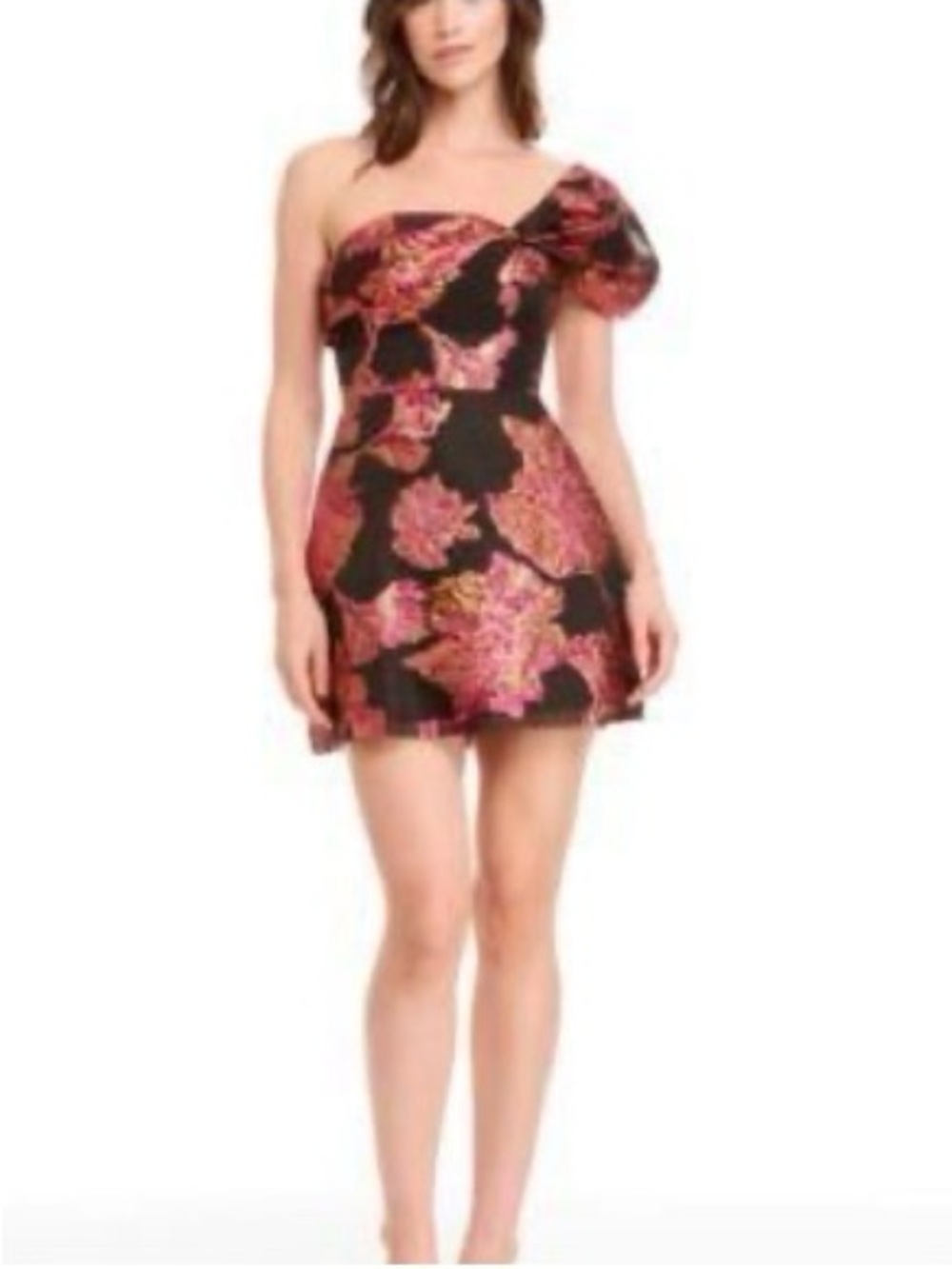 Dress the Population Olive One Shoulder Floral Mini Dress 2X NWT $298